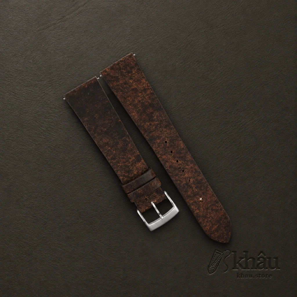 Vintage Tawny Brown Habana Leather Watch Strap — front view