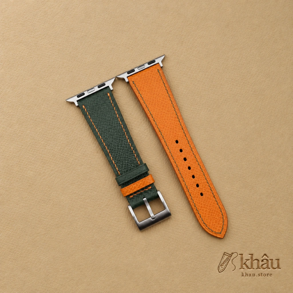 Forest Orange Epsom Calf Leather Apple Watch Band — front view