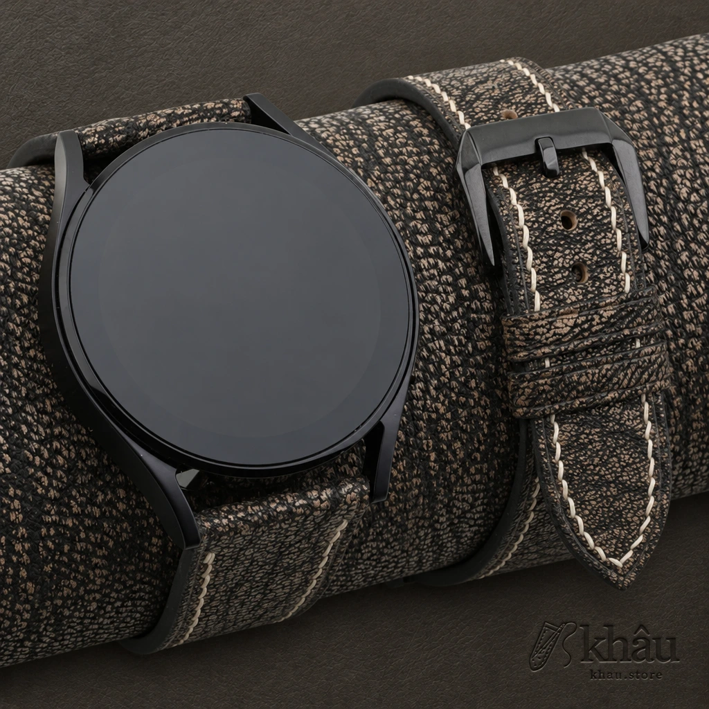 Alran Fat Nat Chevre Goat Brown Leather Samsung Watch Band — front view