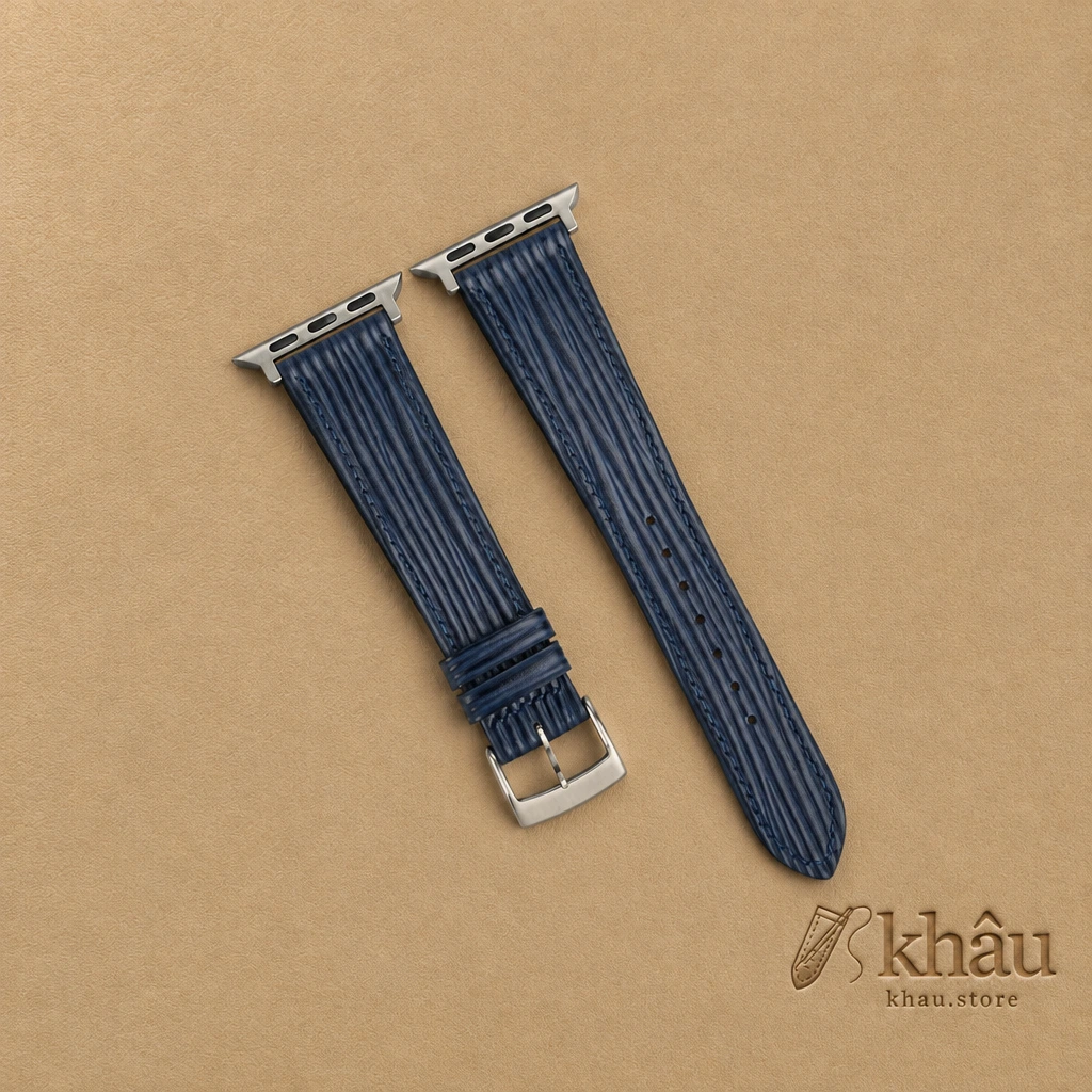Navy Epi Leather Apple Watch Band — front view