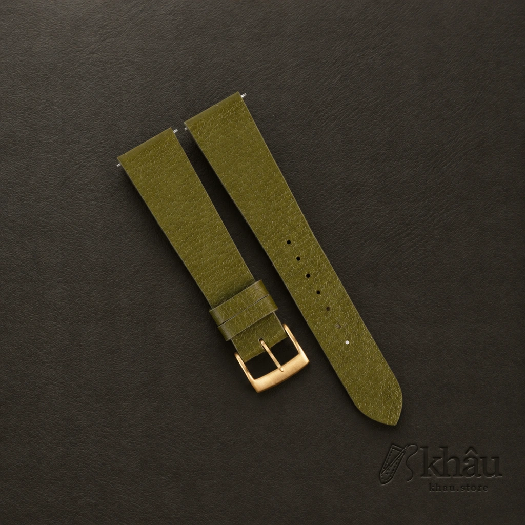 Vintage Light Olive Peccary Leather Watch Strap — front view
