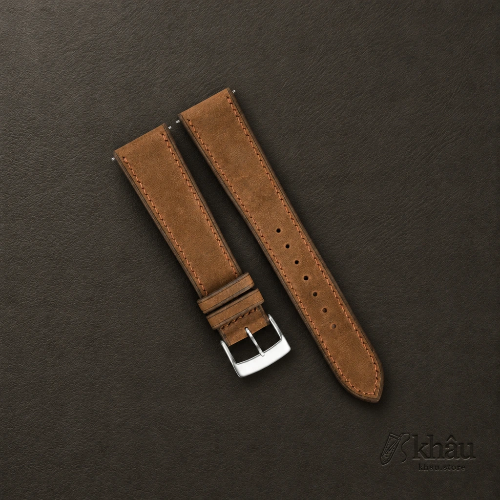 Spanish Brown Crazy Horse Leather Watch Strap — front view