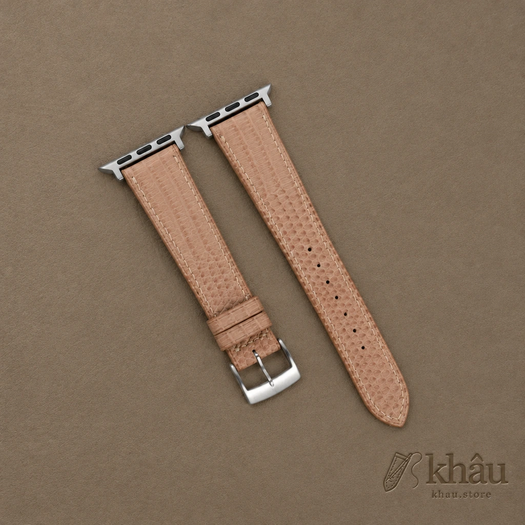 Light Brown Lizard Leather Apple Watch Band — front view