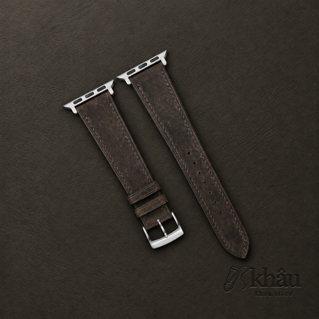Umber Brown Habana Leather Apple Watch Band — front view