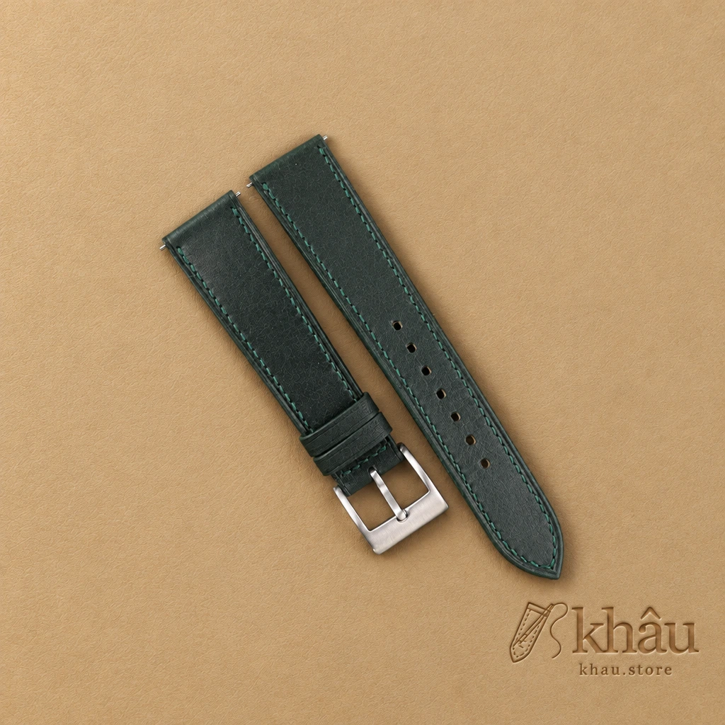 Forest Smooth Calf Leather Watch Strap — front view