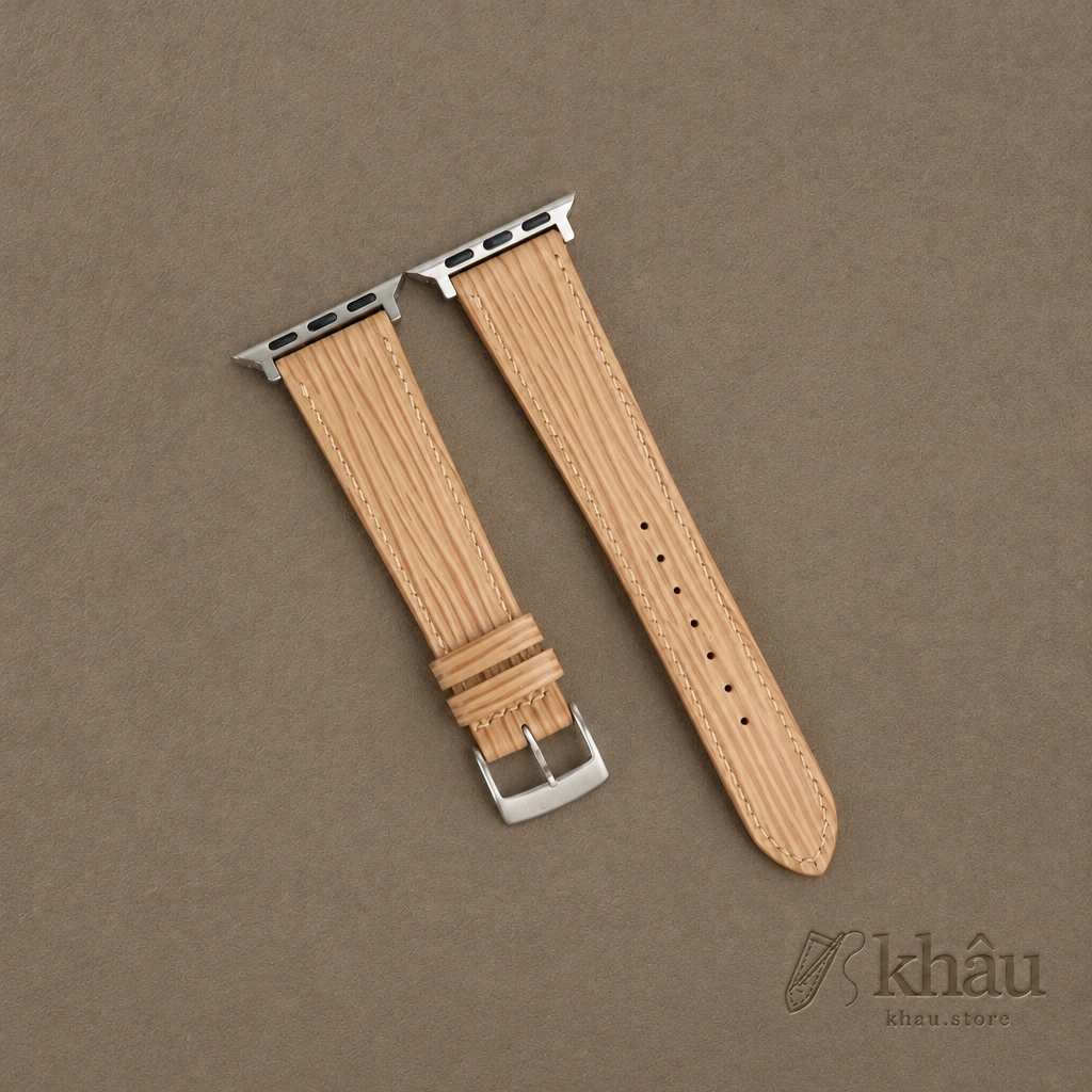Beige Epi Leather Apple Watch Band — front view