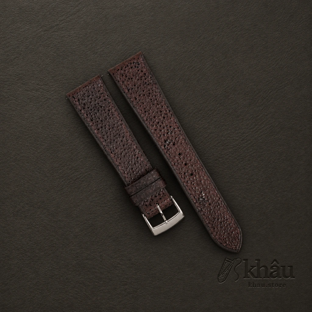 Brown Black Diamond Wagyu Leather Watch Strap — front view