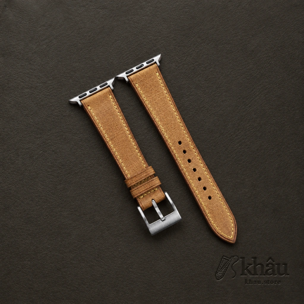 Whiskey Babele Leather Apple Watch Band — front view