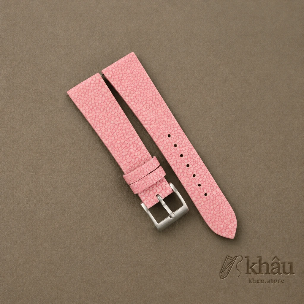 Vintage Light Pink Stingray Leather Watch Strap — front view