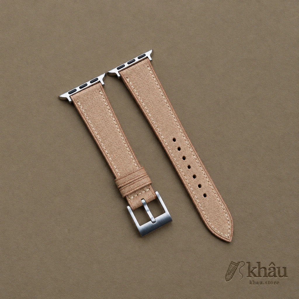 Beige Babele Leather Apple Watch Band — front view
