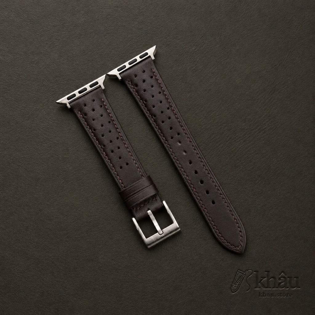 Rally Brown Swift Leather Apple Watch Band — front view