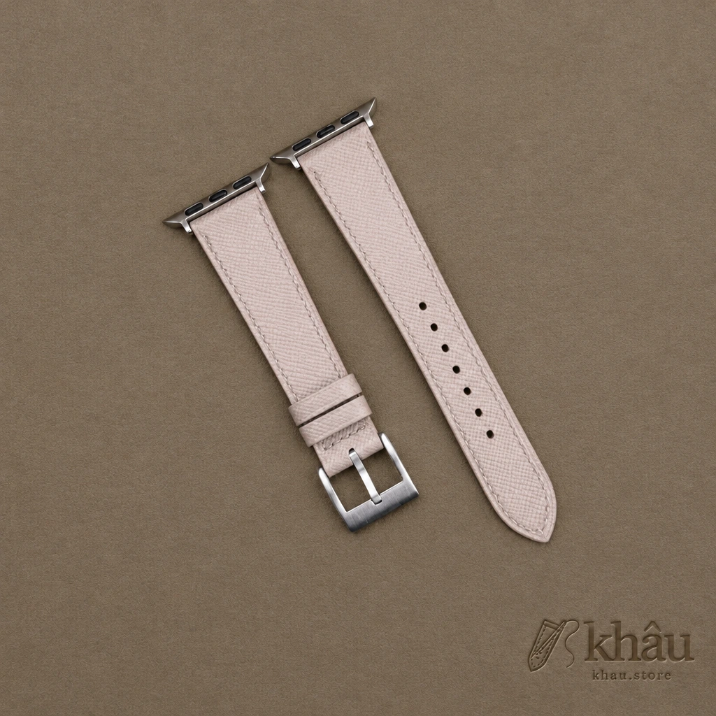 Cream Saffiano Leather Apple Watch Band — front view