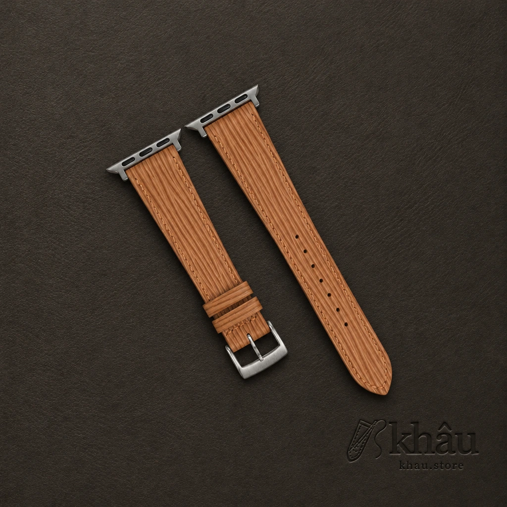Golden Epi Leather Apple Watch Band — front view