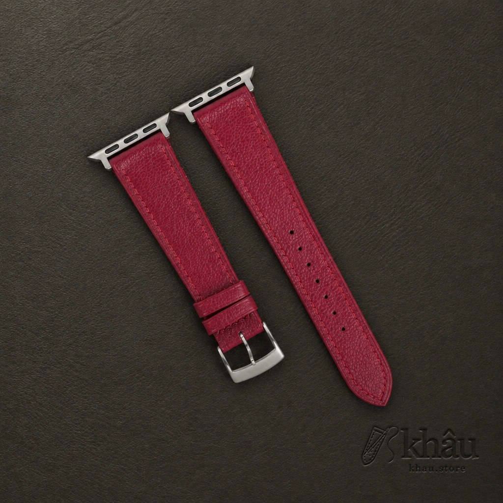 Red Alran Chevre Sully Leather Apple Watch Band — front view