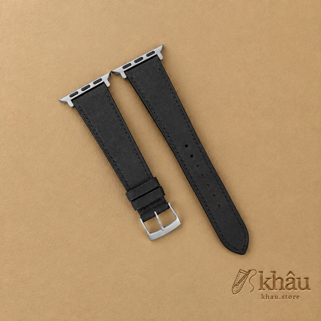 Black Badalassi Carlo Pueblo Leather Apple Watch Band — front view