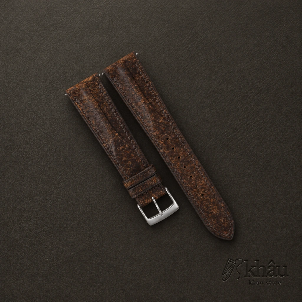 Single Padded Tawny Brown Habana Leather Watch Strap — front view