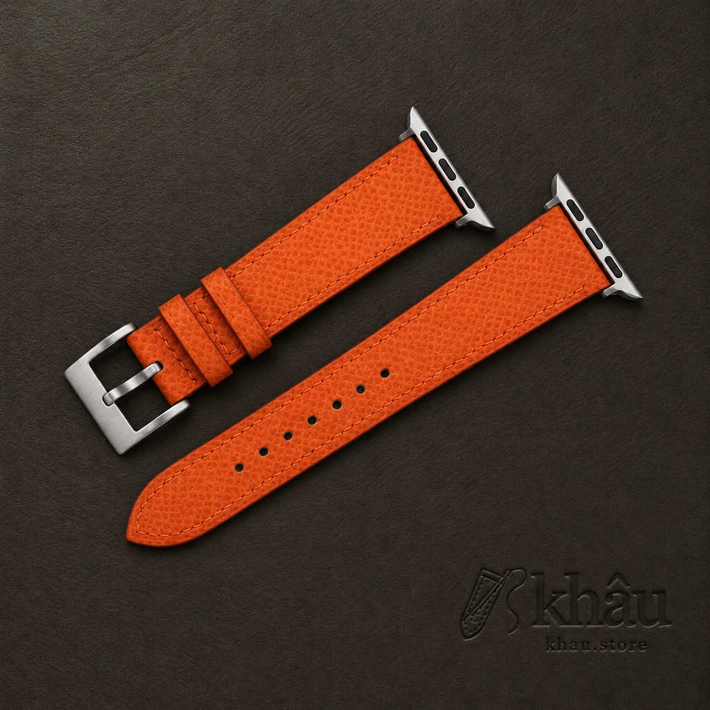 To My Son – Orange Epsom Leather Apple Watch Band Gift for Son — front view