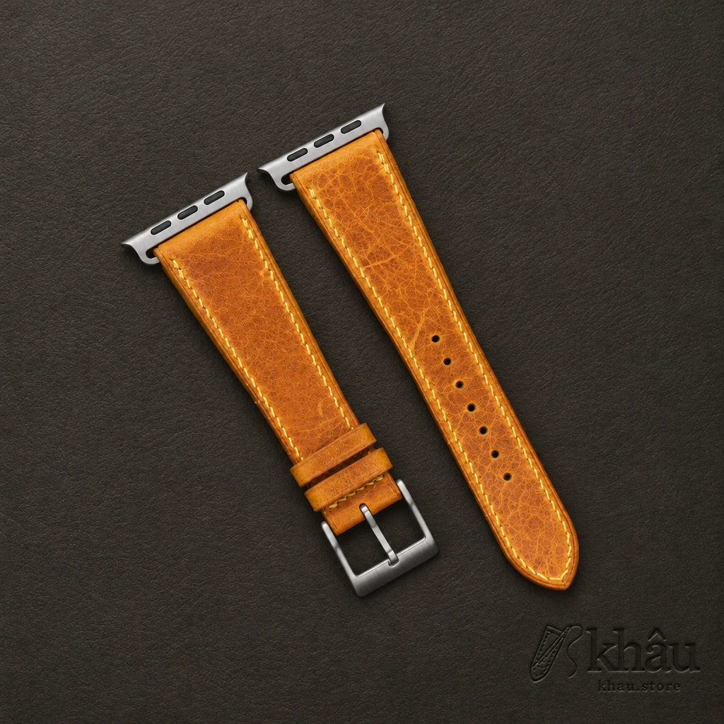 Whiskey Waxed Badalassi Carlo Leather Apple Watch Ultra Band — front view