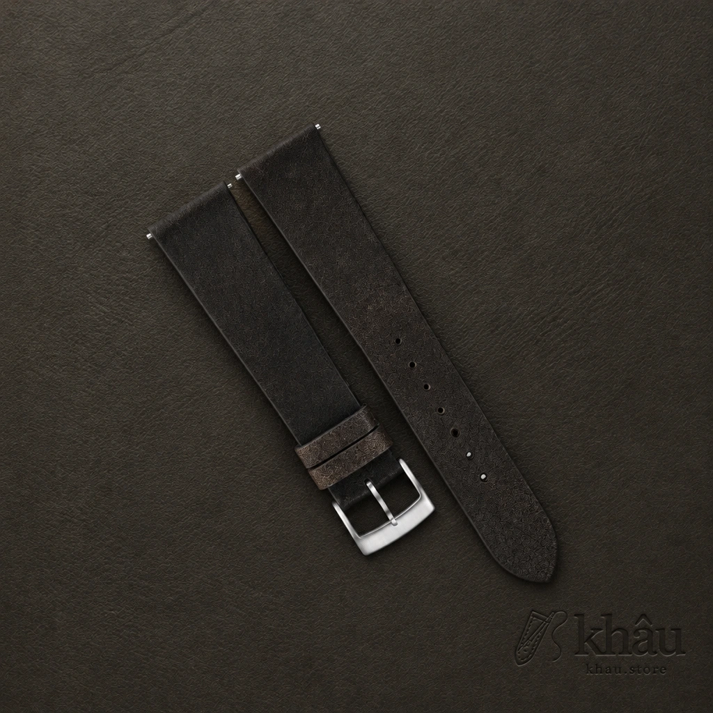 Vintage Umber Brown Habana Leather Watch Strap — front view