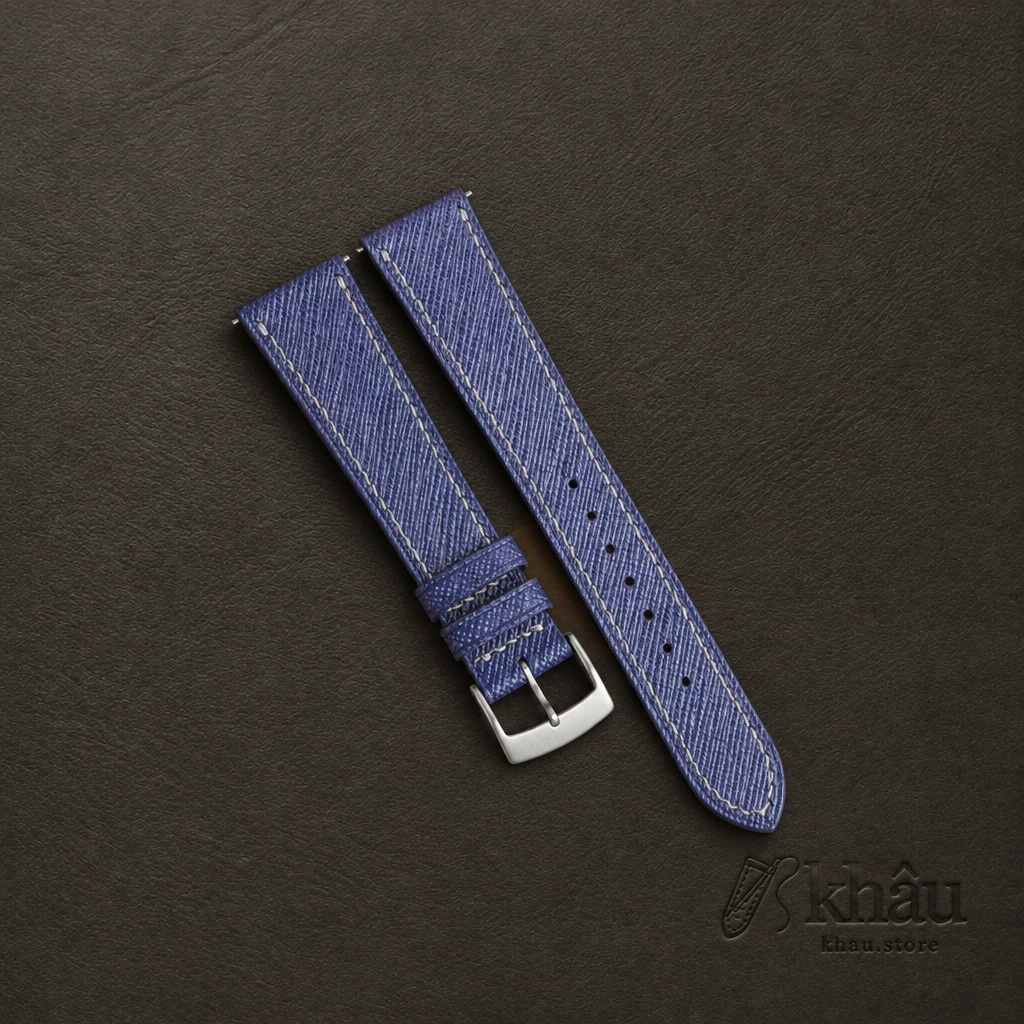 Blueberry Saffiano Leather Watch Strap — front view