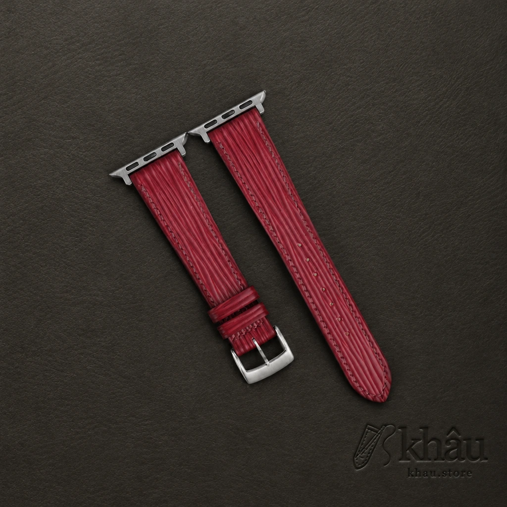 Red Epi Leather Apple Watch Band — front view