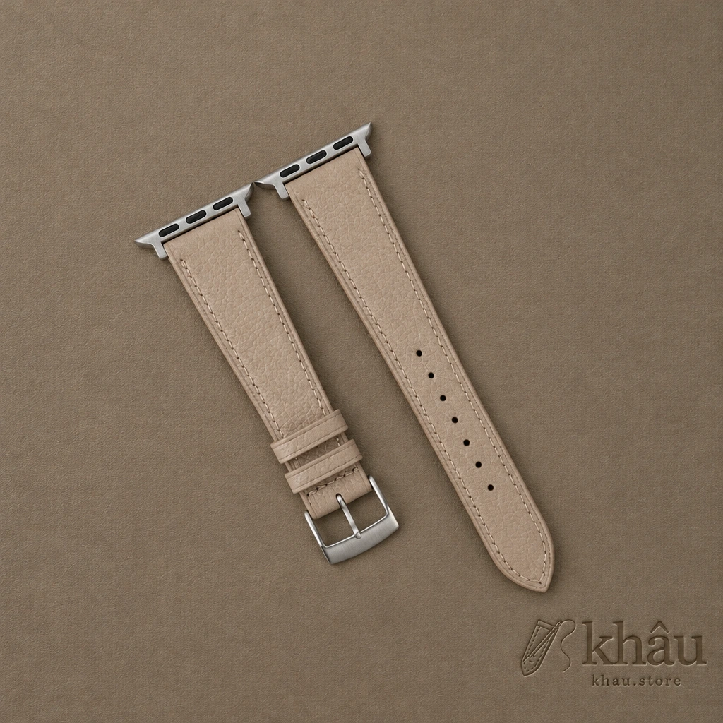 Beige Peccary Leather Apple Watch Band — front view