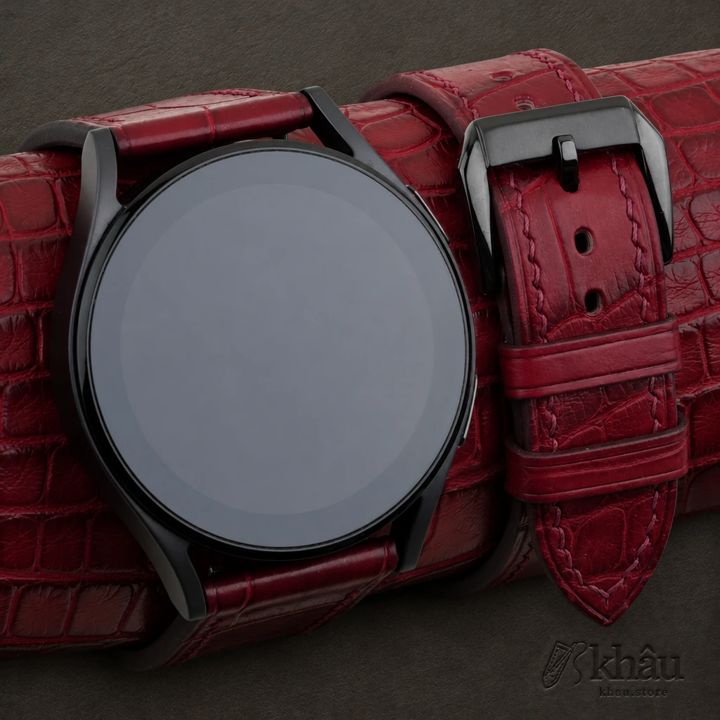 Bordeaux Alligator Leather Samsung Watch Band — front view