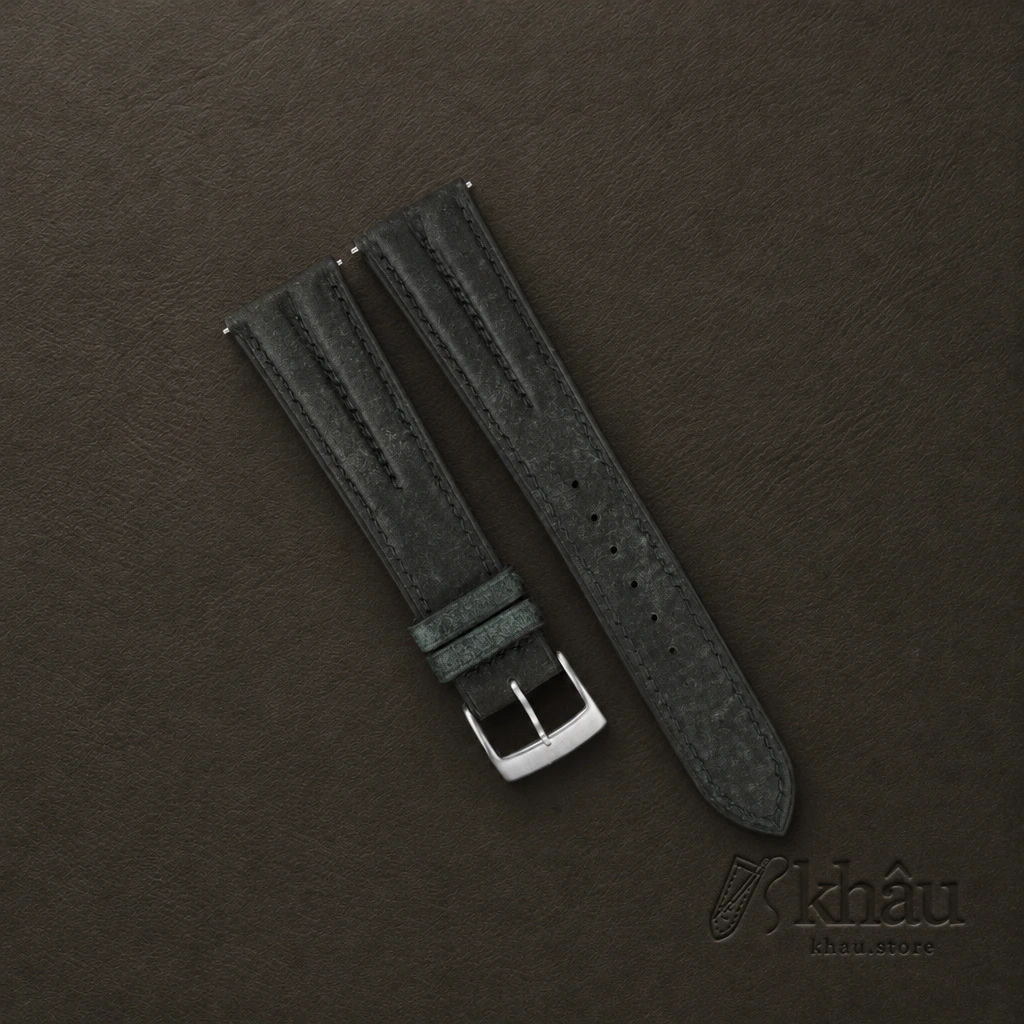Double Padded Aquamarine Blue Habana Leather Watch Strap — front view