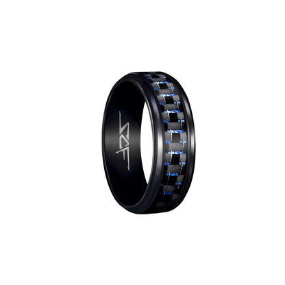 ●SLATE● Real Blue Laced Carbon Fiber Ring (BLACK)